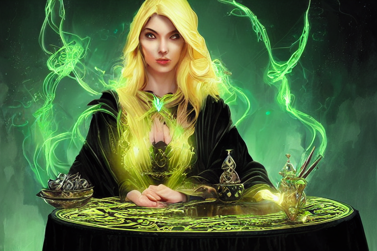 Stable Diffusion prompt: a beautiful sorceress wearing a ...