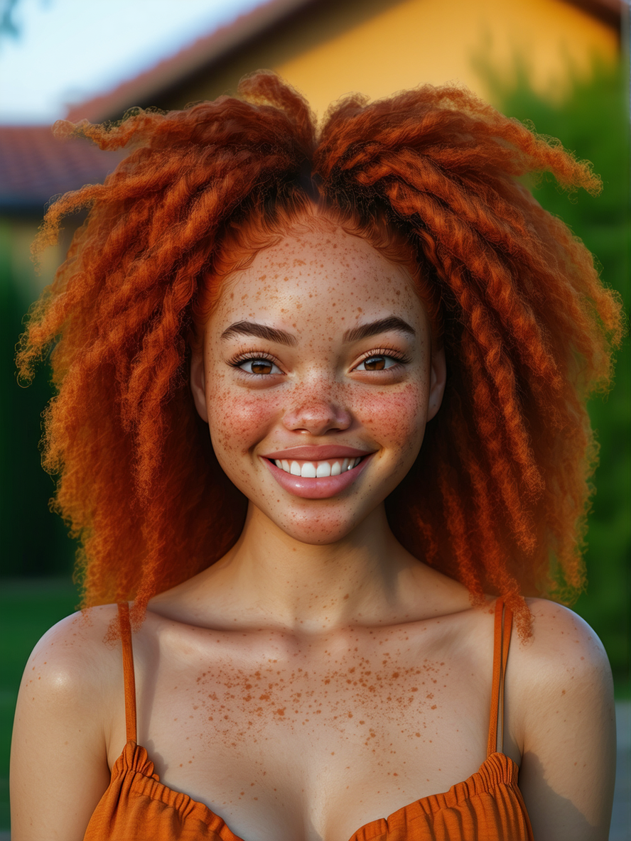 Stable Diffusion prompt: A vibrant African American redheaded girl, The yo... - Stable Diffusion