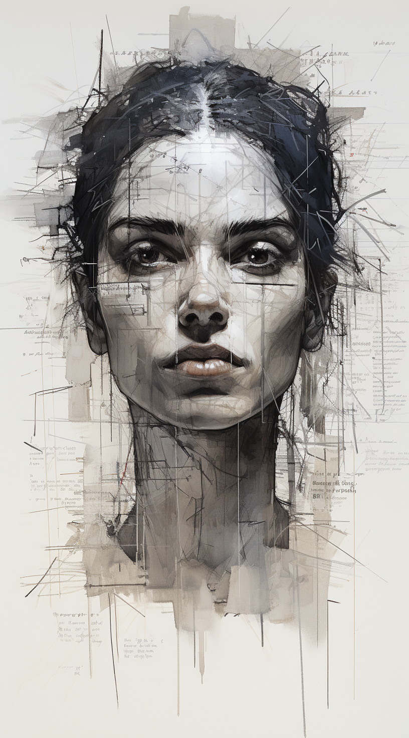 Midjourney prompt: a drawing of a head, in the style of reimagined re... - Midjourney