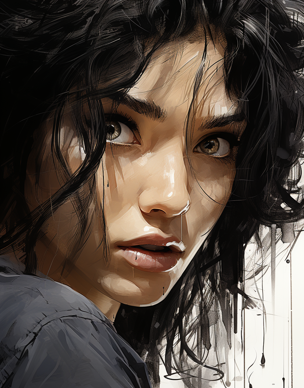 AI generated: Midjourney prompt: sketch of a female face with eyes, in the style of... (Midjourney - Portraits)