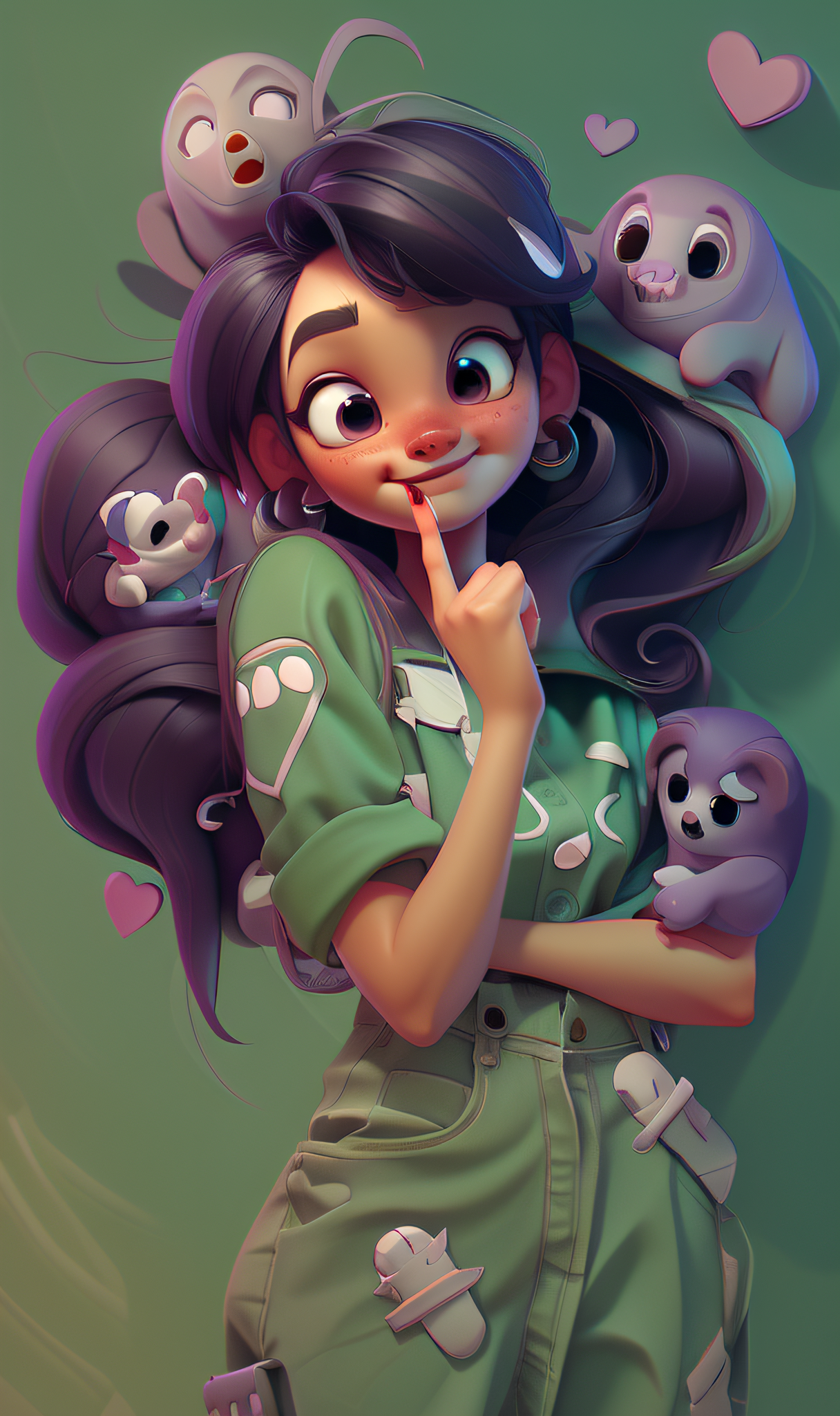 ReV Animated prompt: a close up of a cartoon character with a bunch of ... - ReV Animated