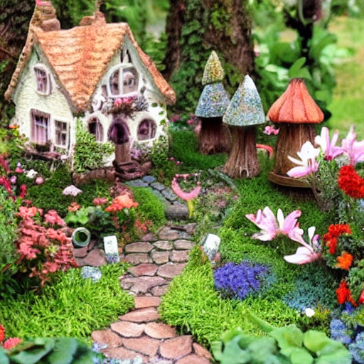 Stable Diffusion prompt: A fairy garden village inspired ...