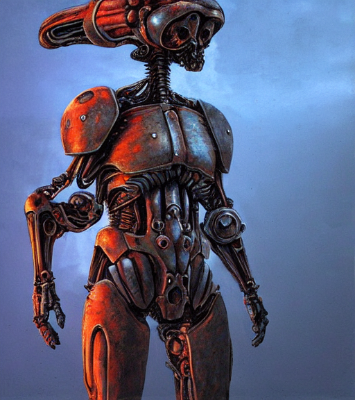 Stable Diffusion prompt: an alien biomechanical soldier i...