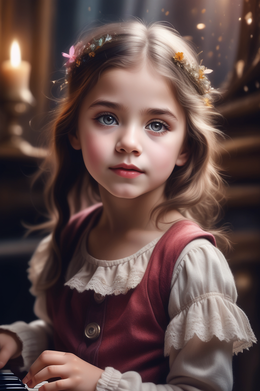 صورة مولدة بالذكاء الاصطناعي: Stable Diffusion prompt: A stunning beautiful little girl in a world full o... (نموذج Stable Diffusion - صور شخصية)