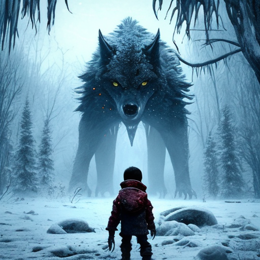 AI generated: Openjourney prompt: Starvation black monster wolves with red eyes, fig... (Openjourney - Concept Art)