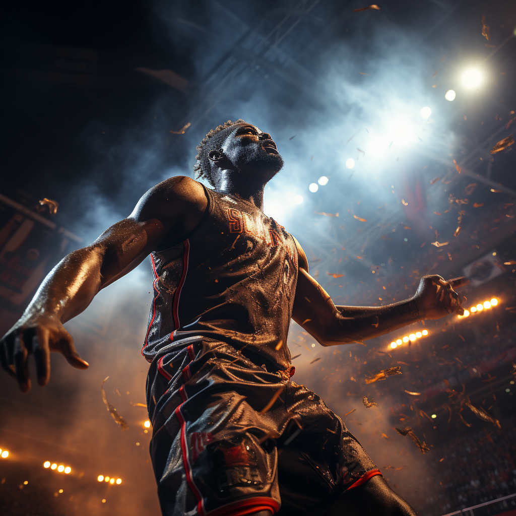 AI generated: Midjourney prompt: In the dimly lit stadium, capture a hyper realisti... (Midjourney - Photography)