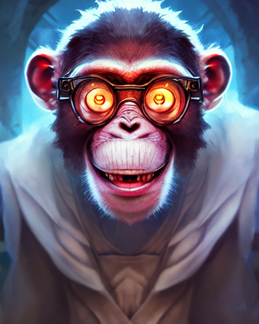 Stable Diffusion prompt: Monkey Mad Scientist, laughing,...