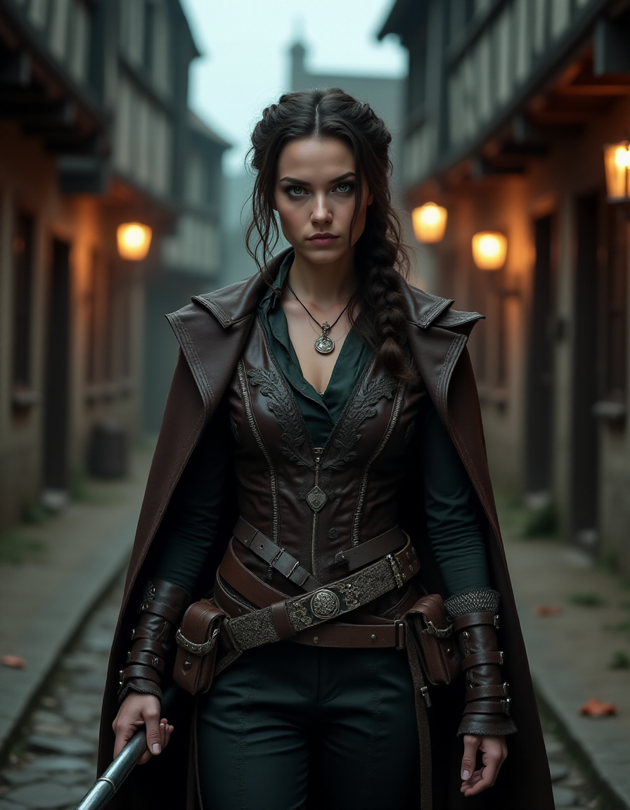 AI generated: FLUX prompt: A realistic photo of a woman embodying Van Helsing... (FLUX - Photography)