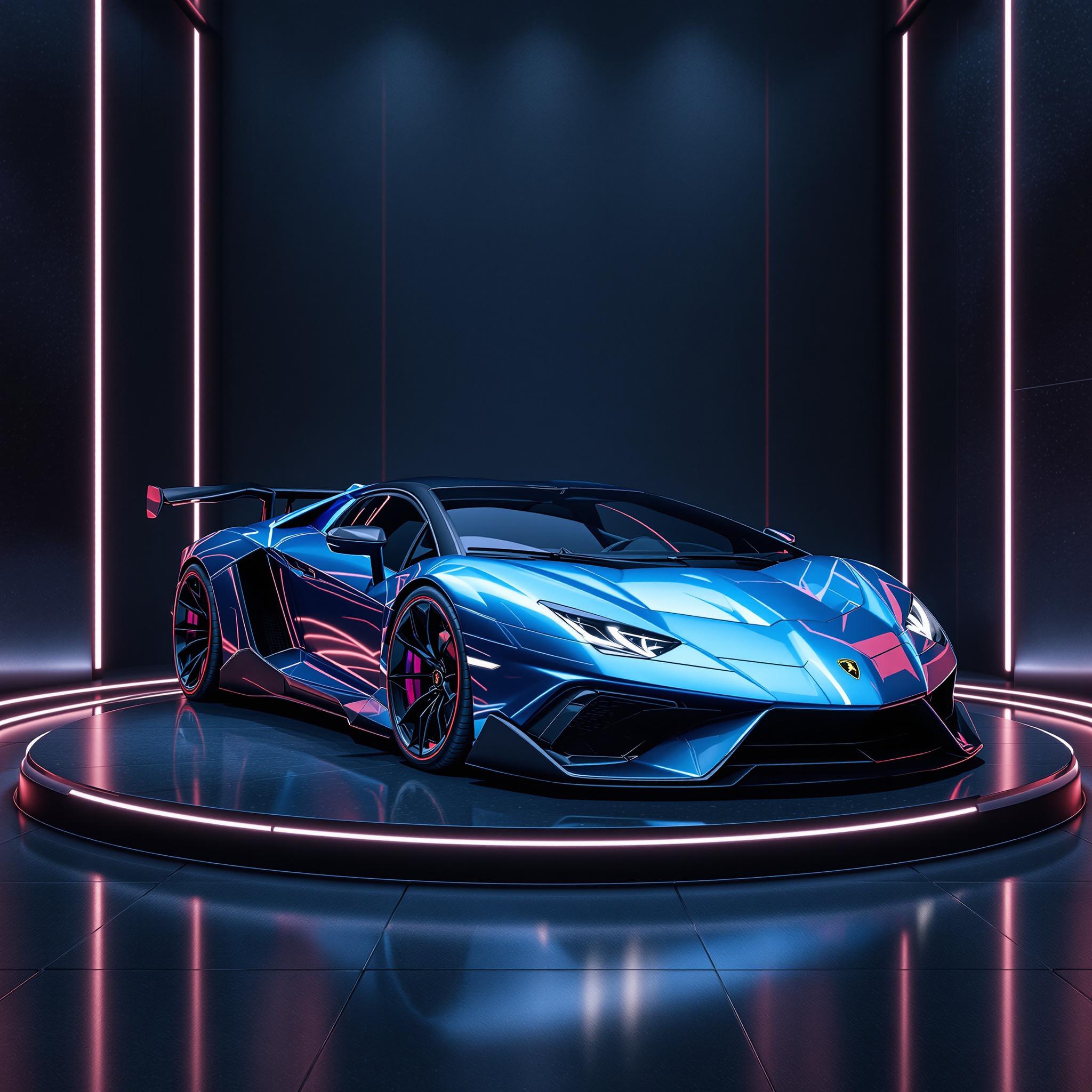 AI generated: FLUX prompt: a realistic futuristic shiny mettallic ice blue la... (FLUX - 3D Art & CGI)