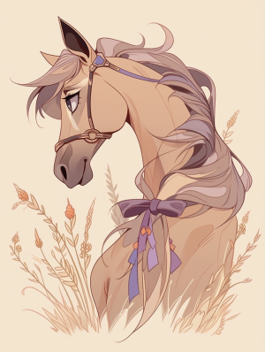 Midjourney prompt: Over The Shoulder of a face of a horse in a meadow... - Midjourney