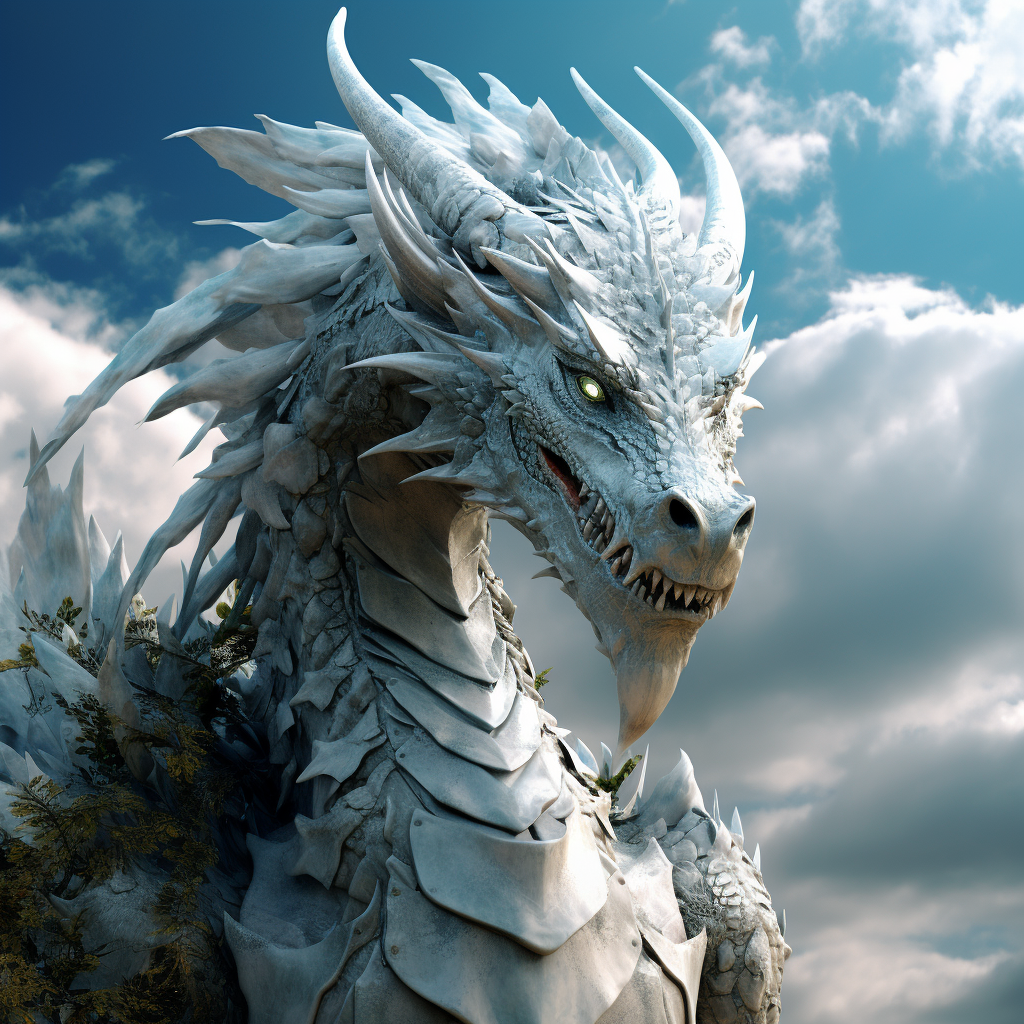 AI generated: Midjourney prompt: white clouded dragon wallpaper the fantasy, in the... (Midjourney - Concept Art)