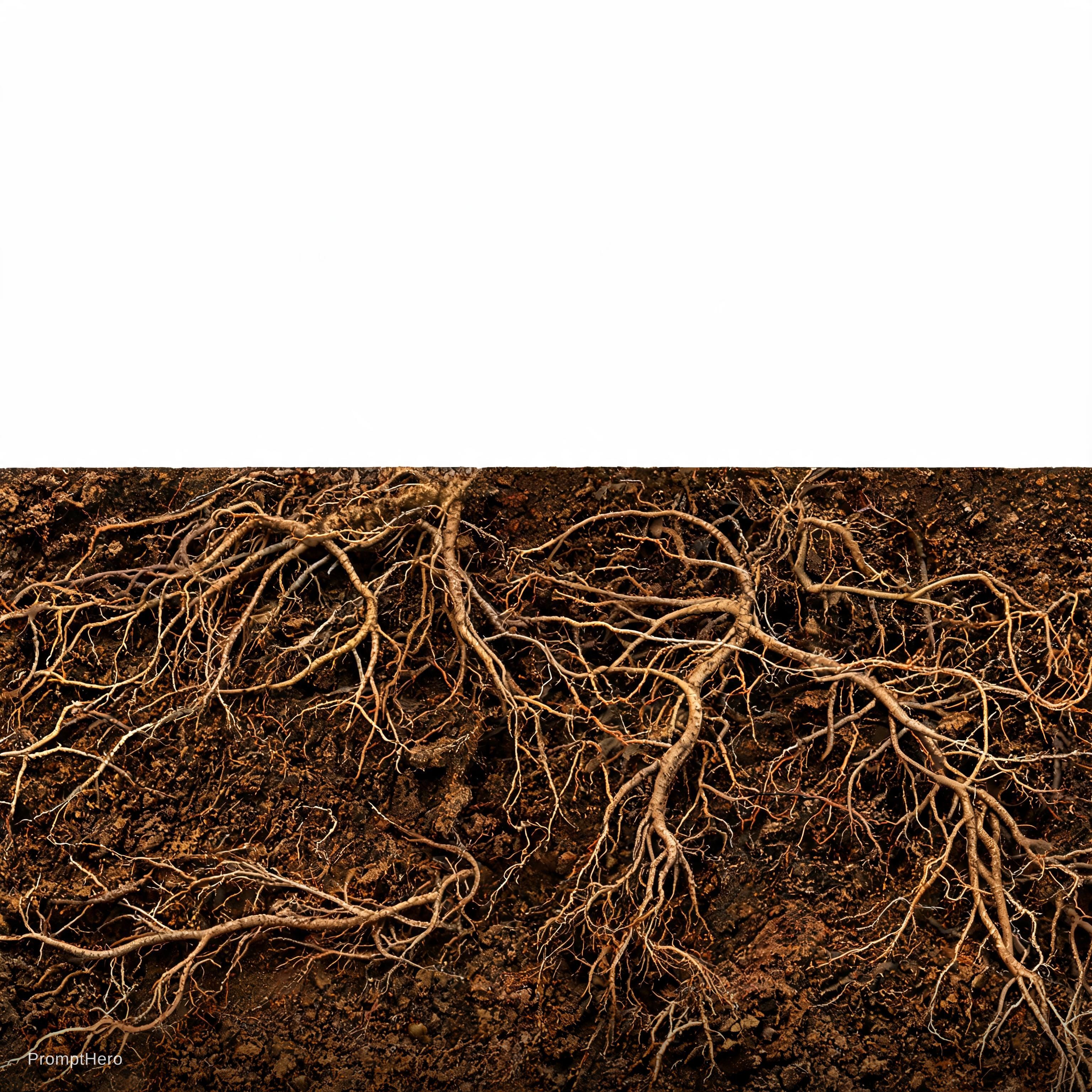 AI generated: Seedream 5 prompt: make flat ground showing roots fully half the page... (Seedream 5 - Concept Art)
