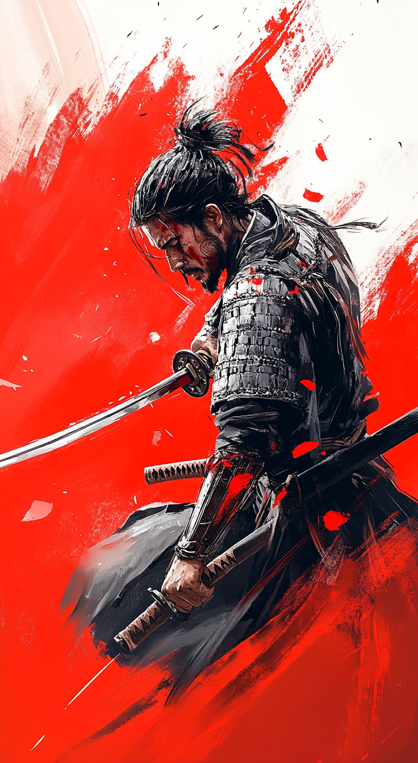 AI generated: Midjourney prompt: Samurai in full armor, concept art in the style of... (Midjourney - Character Design)