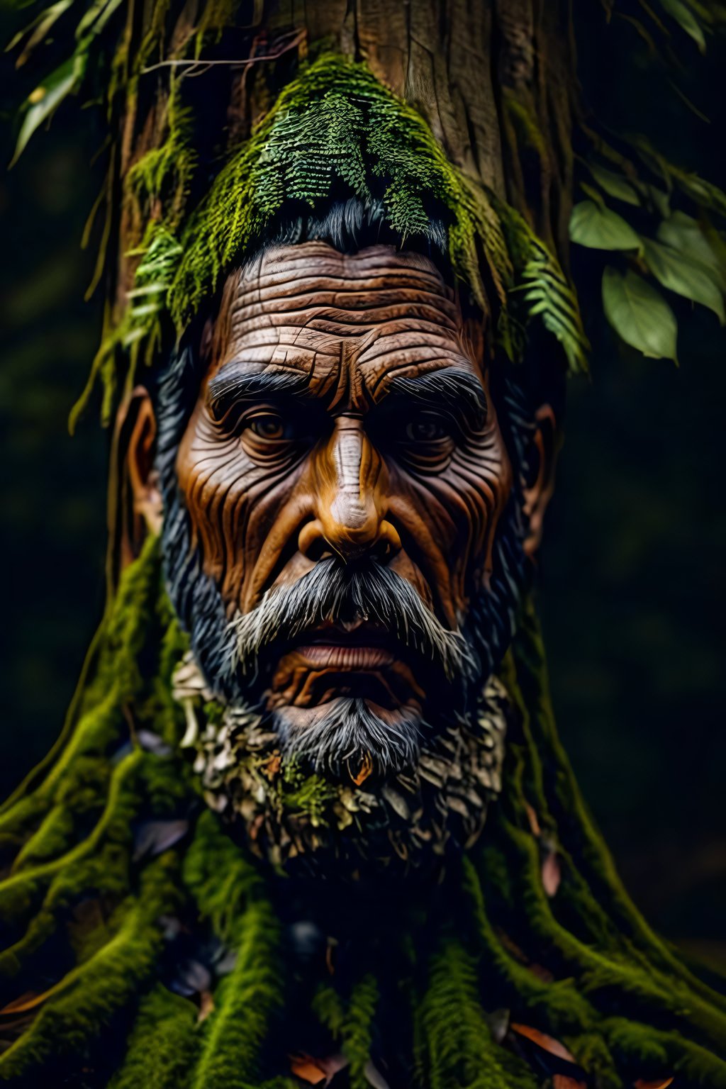 AI generated: Stable Diffusion prompt: [(human face):1], old tree trunk, highly detailed ... (Stable Diffusion - Portraits)