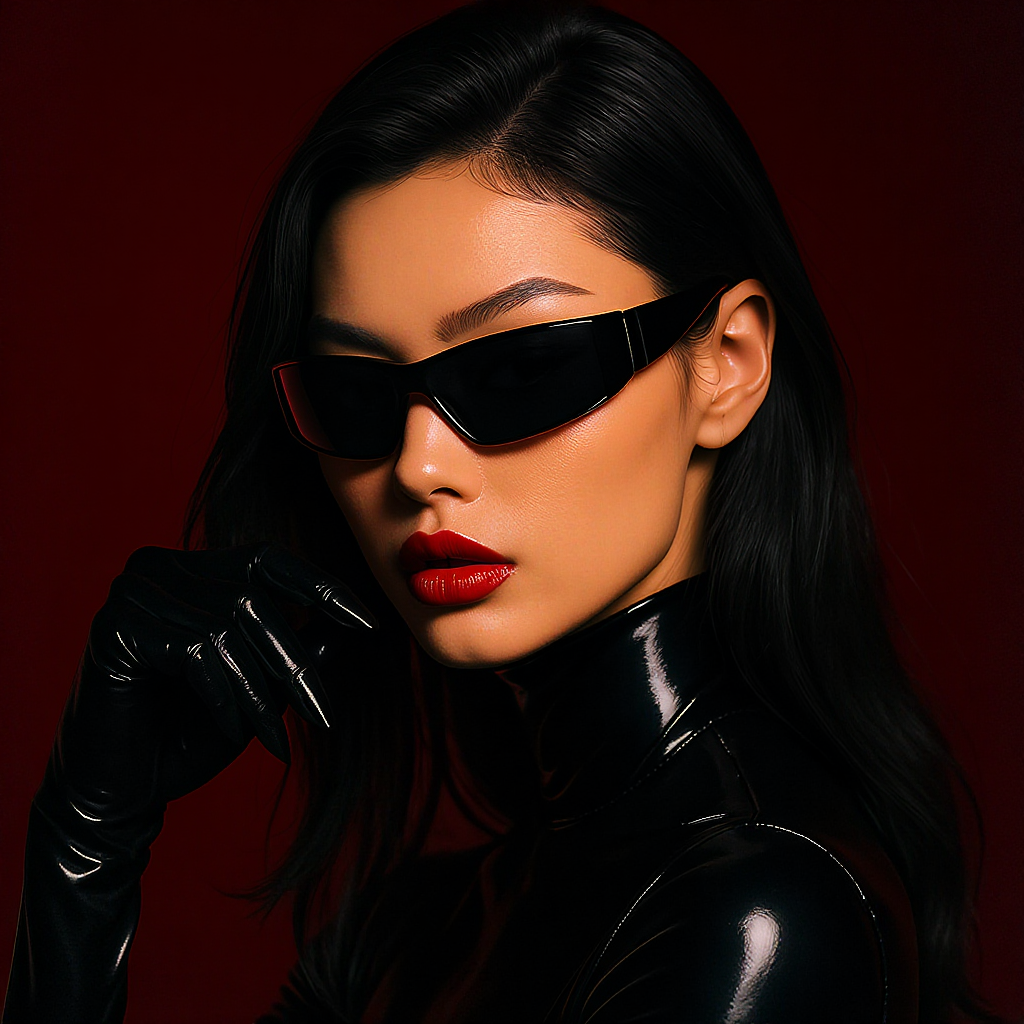 AI generated: FLUX prompt: A high-fashion close-up of a woman striking a bold... (FLUX - Fashion)