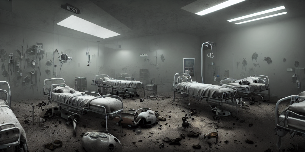 Stable Diffusion prompt: a hospital room filled with iron...
