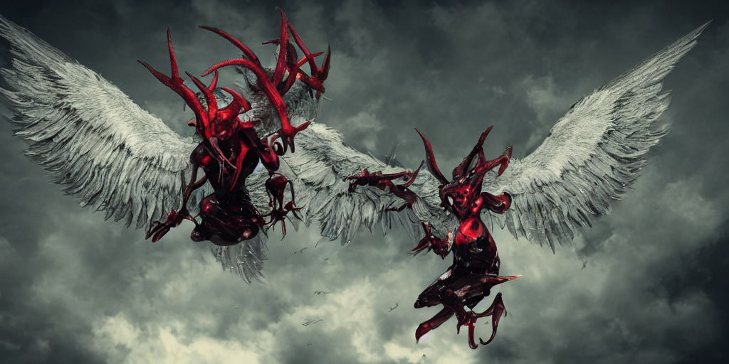 Stable Diffusion prompt: Devil but in a angle with wings,...