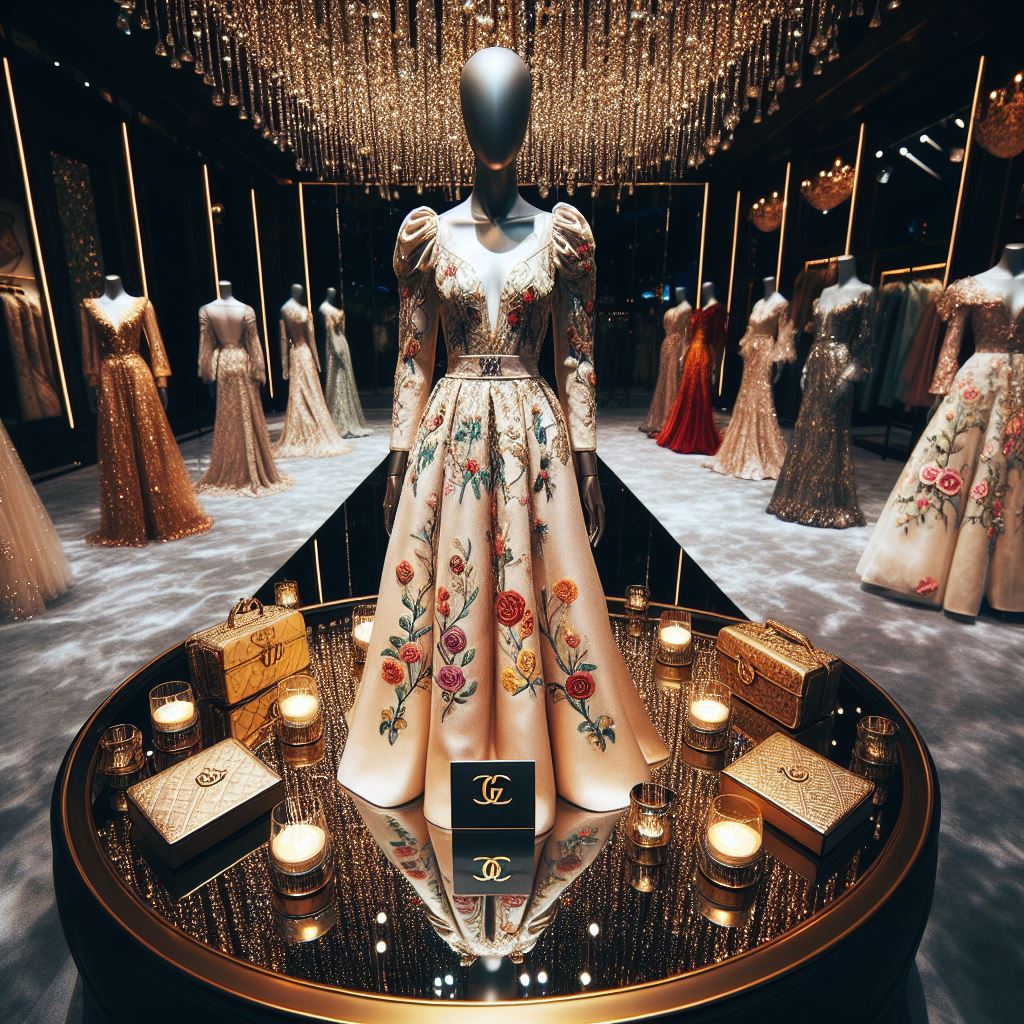 AI generated: DALL·E prompt: A night party elegant luxury dress design by Balen... (DALL·E - Fashion)