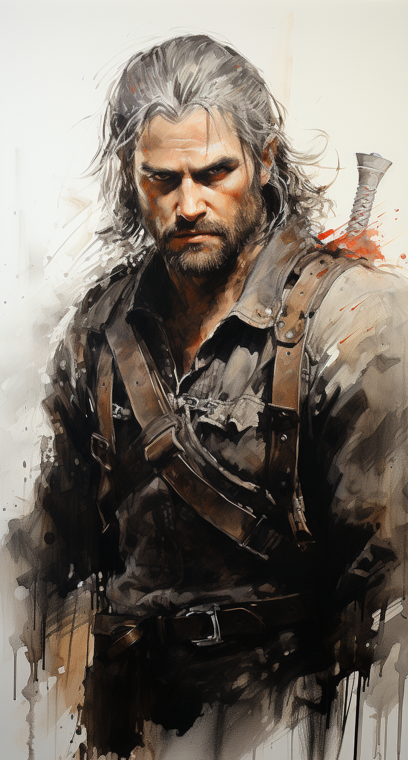 Midjourney prompt: simple pencil sketch of Geralt of Rivia by Odilon ... - Midjourney