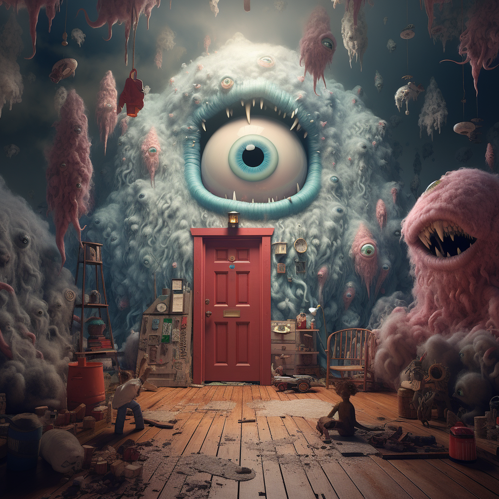 AI generated: Midjourney prompt: a monster appears to be coming out of someone's ro... (Midjourney - Concept Art)