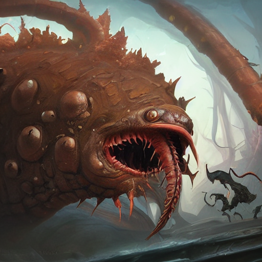 Stable Diffusion prompt: a giant earthworm, worm monster,...
