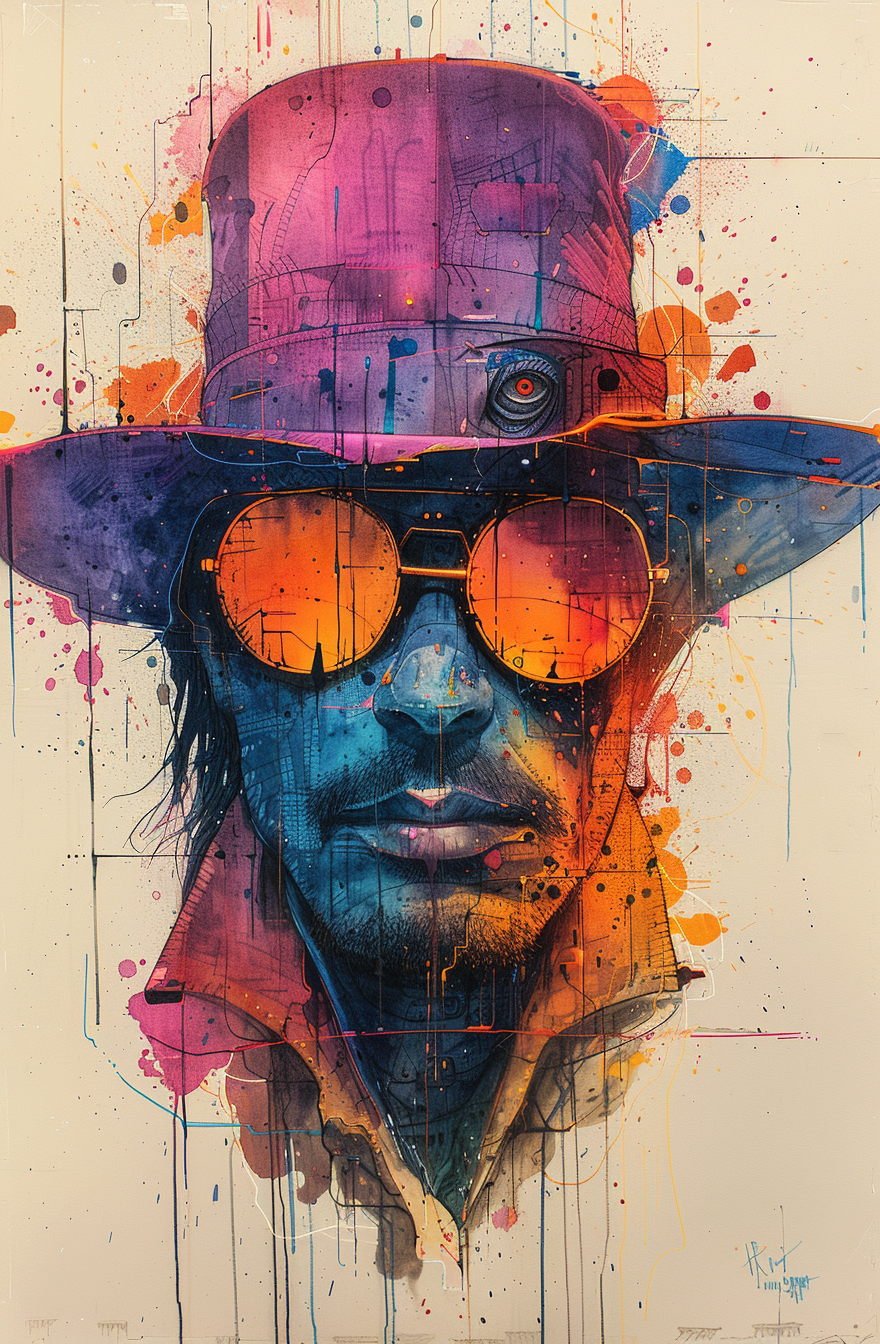 AI generated: Midjourney prompt: drawing with a multi-colored hat, in the style of ... (Midjourney - Portraits)
