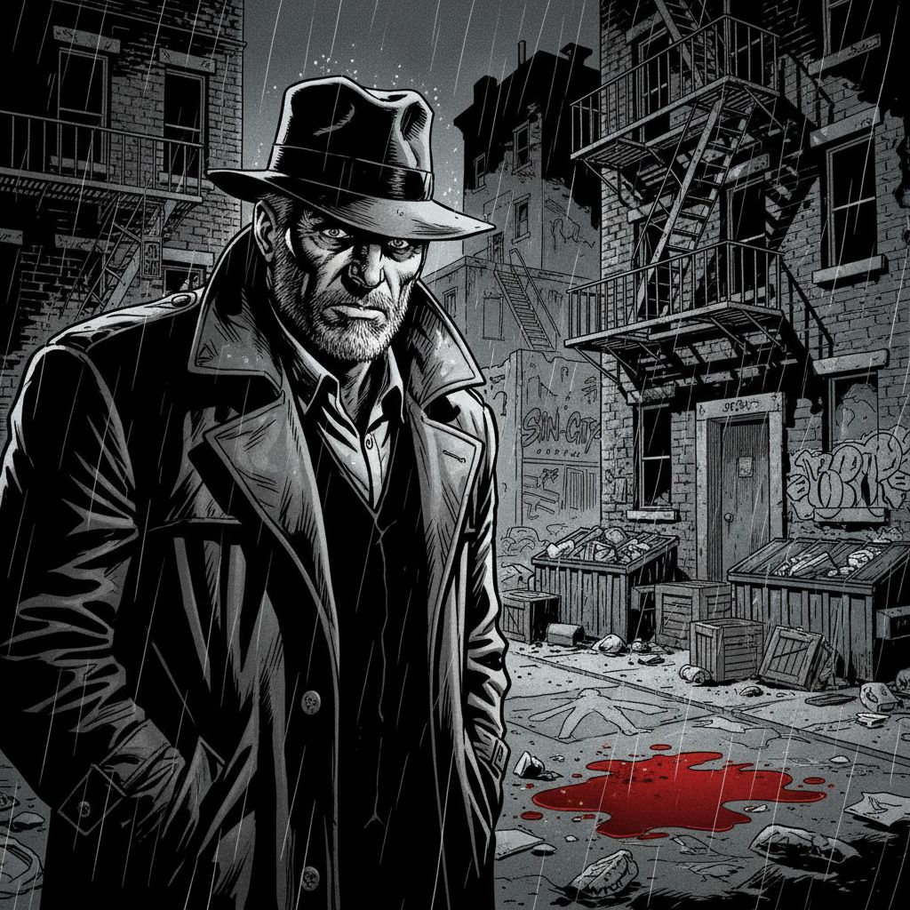 AI generated: Nano Banana prompt: a dramatic concept of a grizzled detective looking... (Nano Banana - Concept Art)