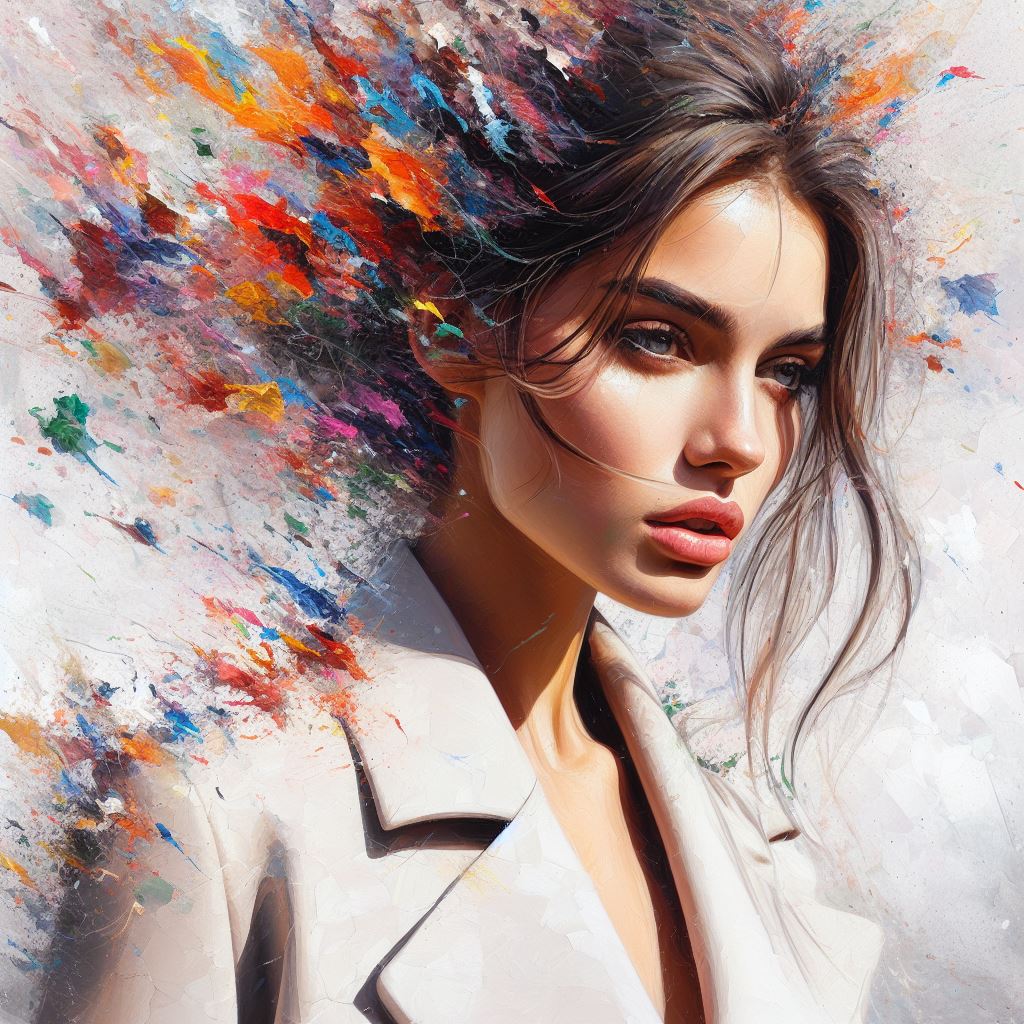 AI generated: DALL·E prompt: realistic oil painting of a stunning model merged ... (DALL·E - Concept Art)