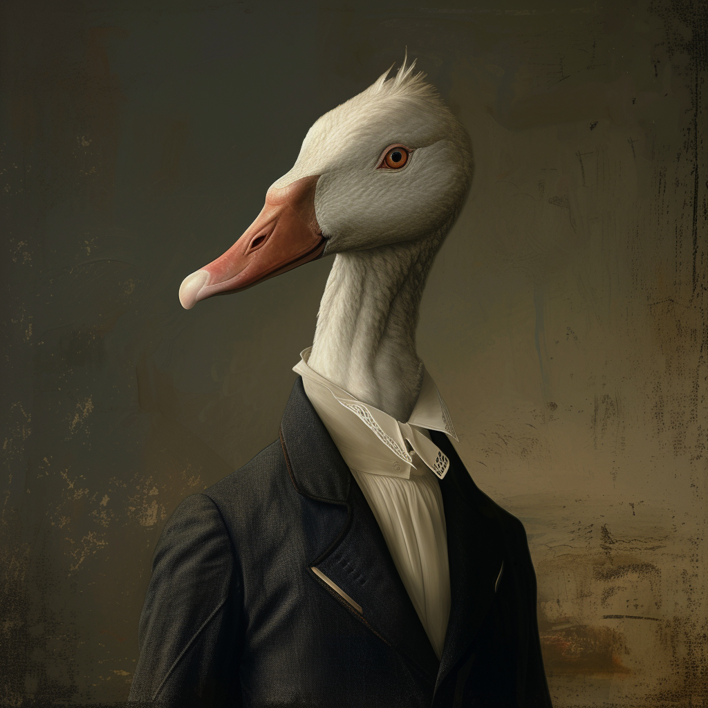 AI generated: Midjourney prompt: Ms Swan, He look like a man (Midjourney - Character Design)