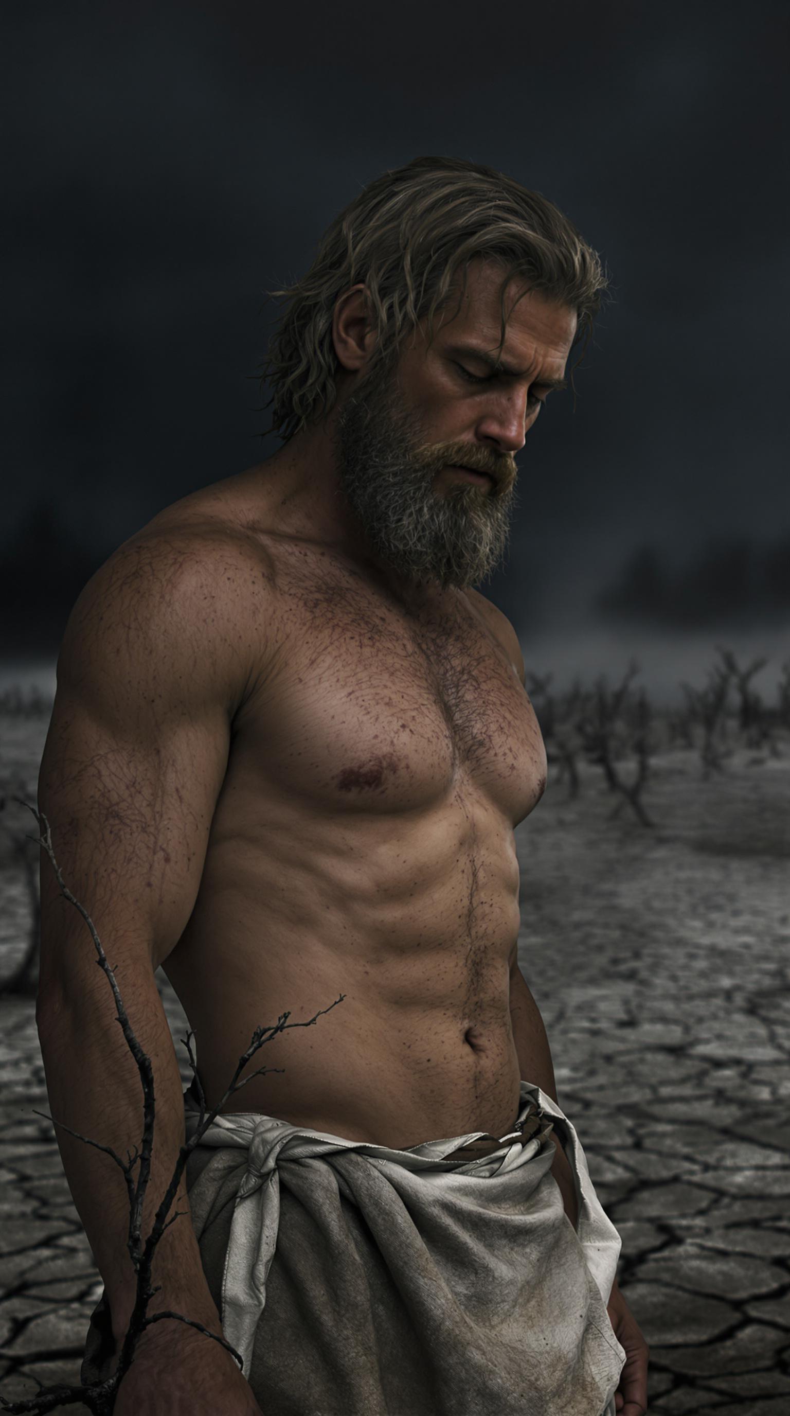 FLUX prompt: A hyper-realistic depiction of Adam standing...