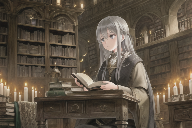 Anything prompt: ((digital art))ancient alchemist writing...