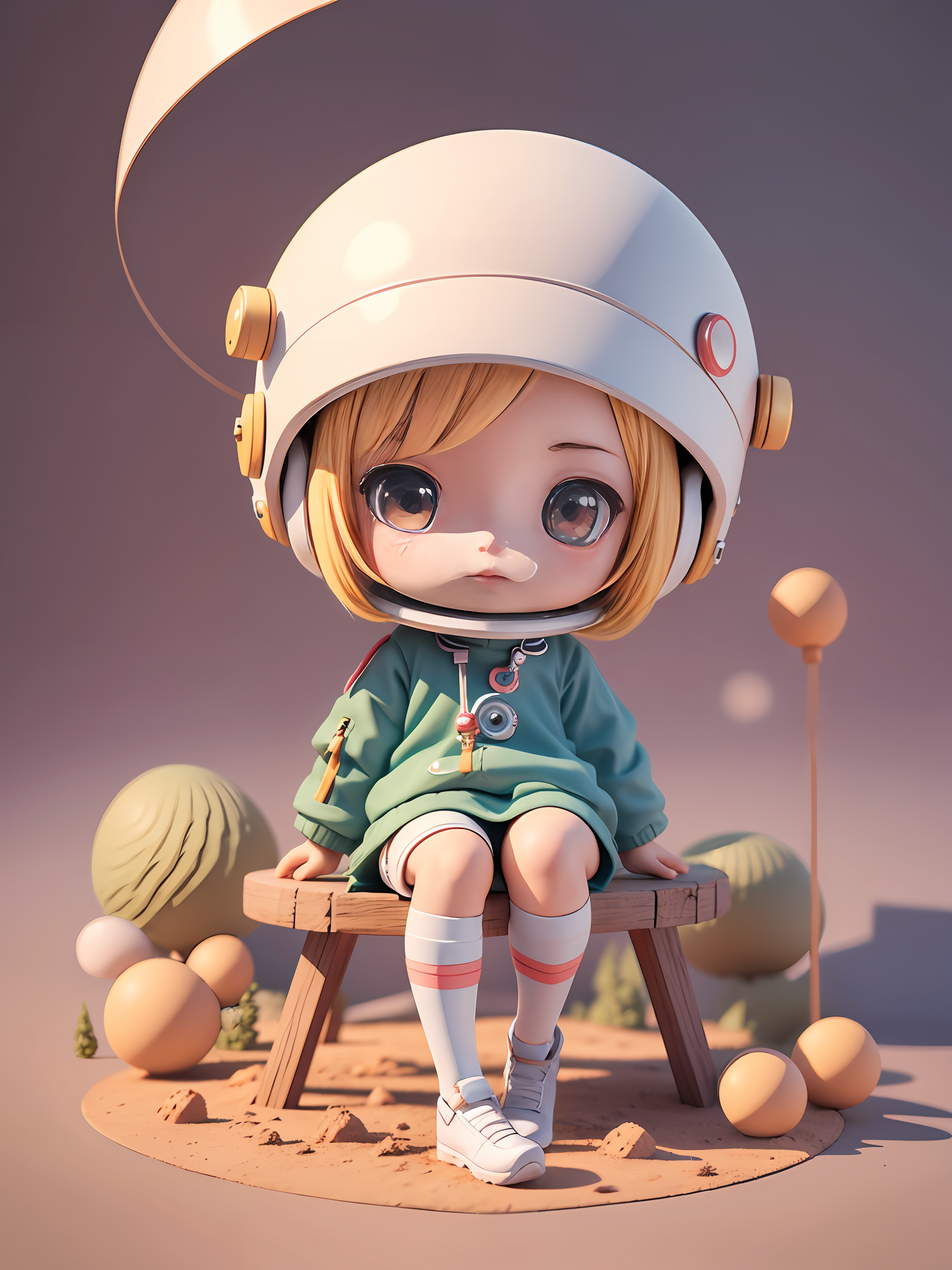 AI generated: ReV Animated prompt: Toy with a little doll with a helmet, cute 3d rend... (ReV Animated - 3d Renders)