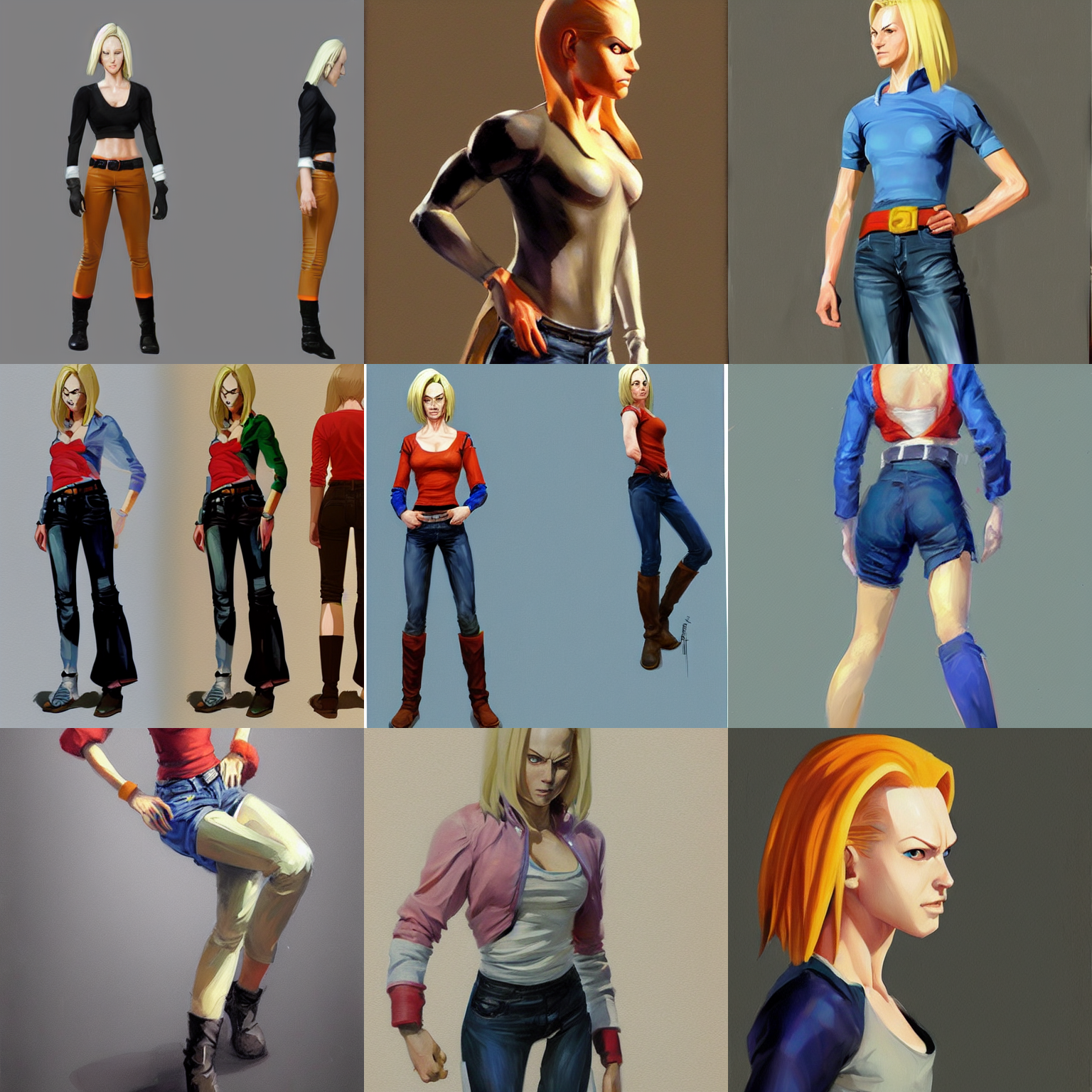 Stable Diffusion prompt: realistic android 18, full body,...