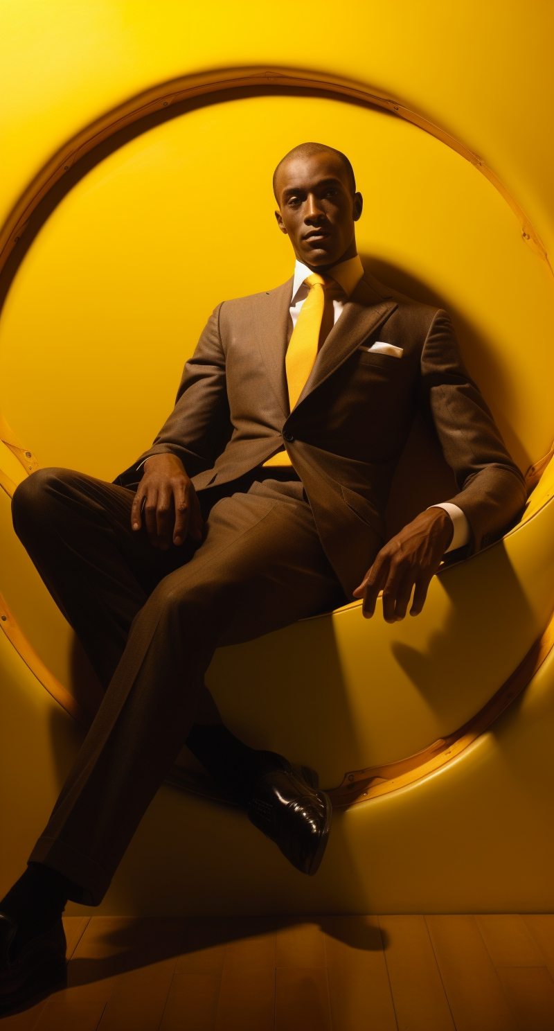 Midjourney prompt: a man in life saver's suits, in the style of golde... - Midjourney