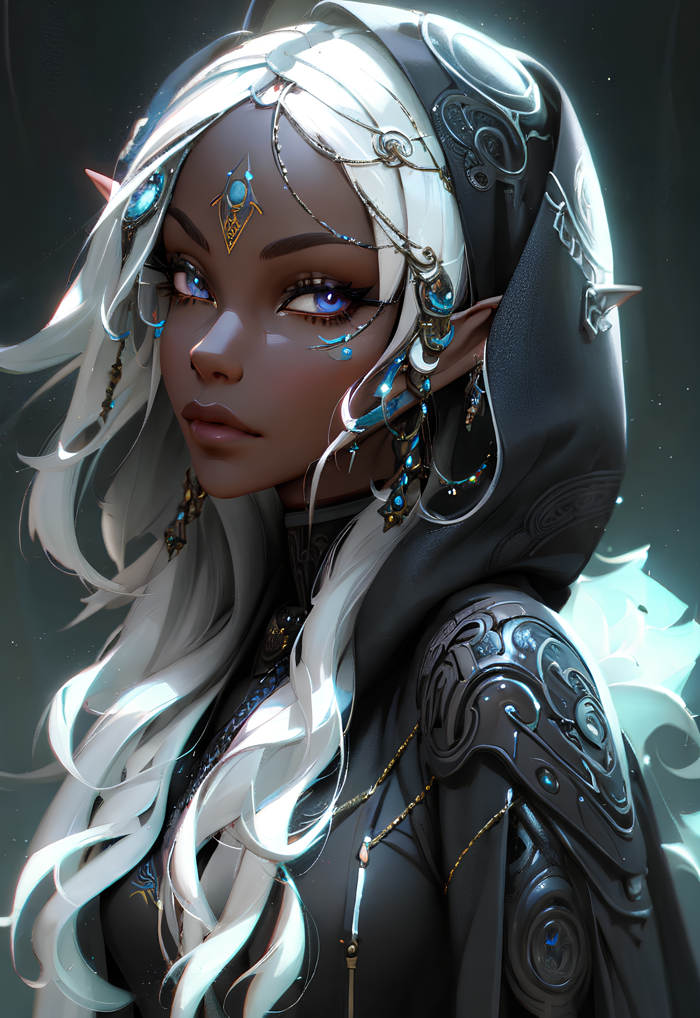AI generated: ReV Animated prompt: a close up of a person wearing a hoodie, digital a... (ReV Animated - Portraits)