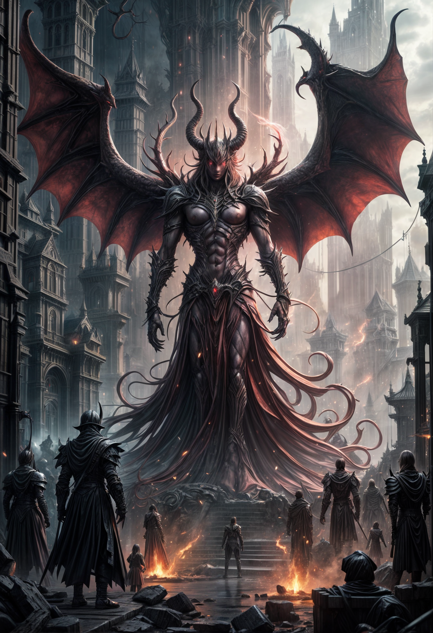 صورة مولدة بالذكاء الاصطناعي: Stable Diffusion prompt: Underworld metropolis, demon markets and angelic s... (نموذج Stable Diffusion - صور شخصية)