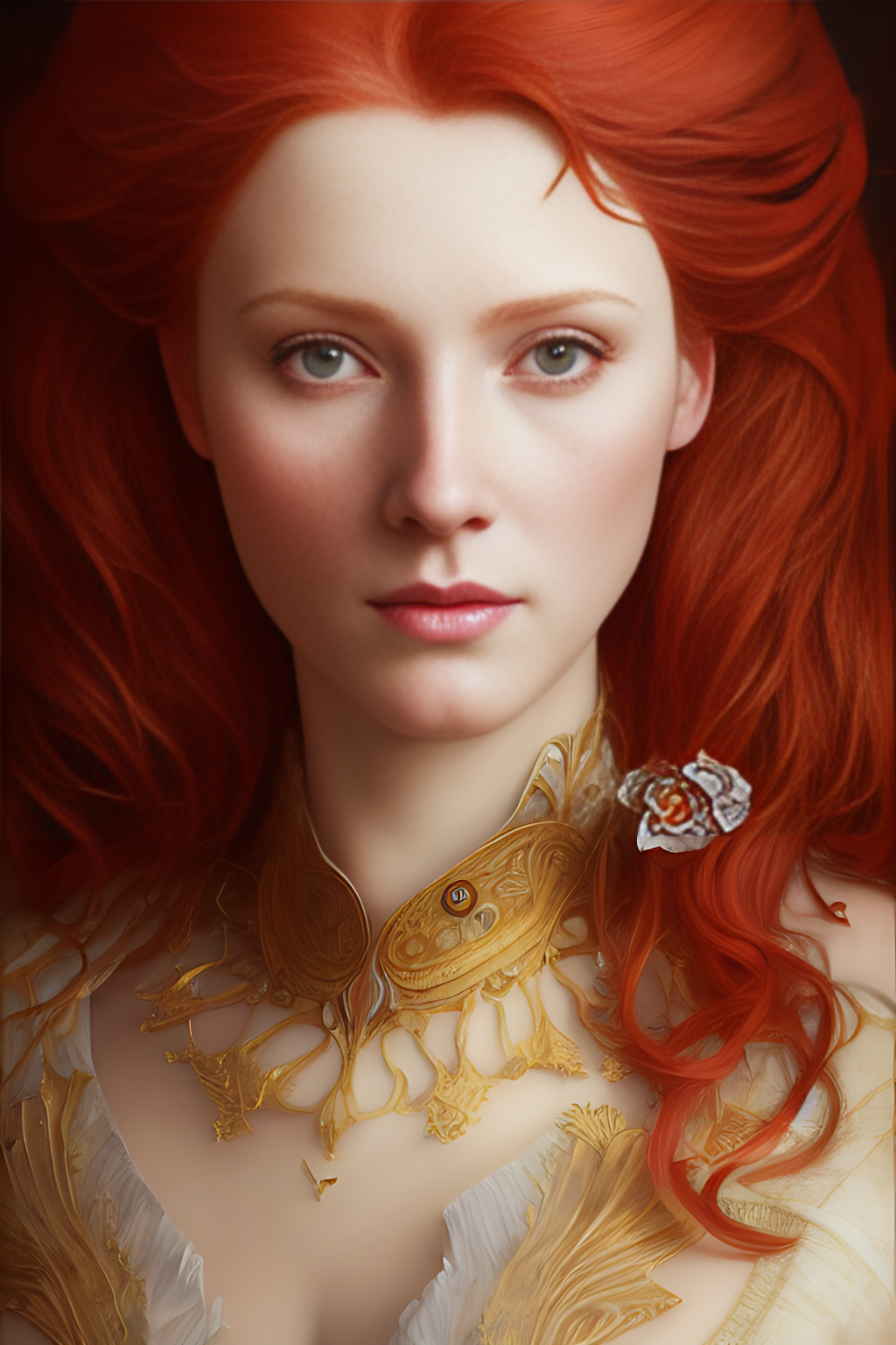 Stable Diffusion prompt: portrait painting of a redhead f...