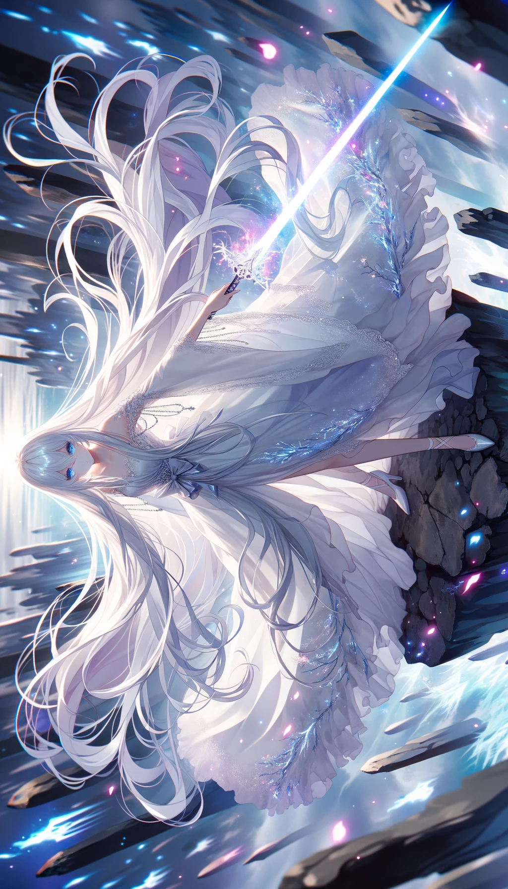 DALL·E prompt: Anime style portrayal of a pale-skinned woman with... - DALL·E