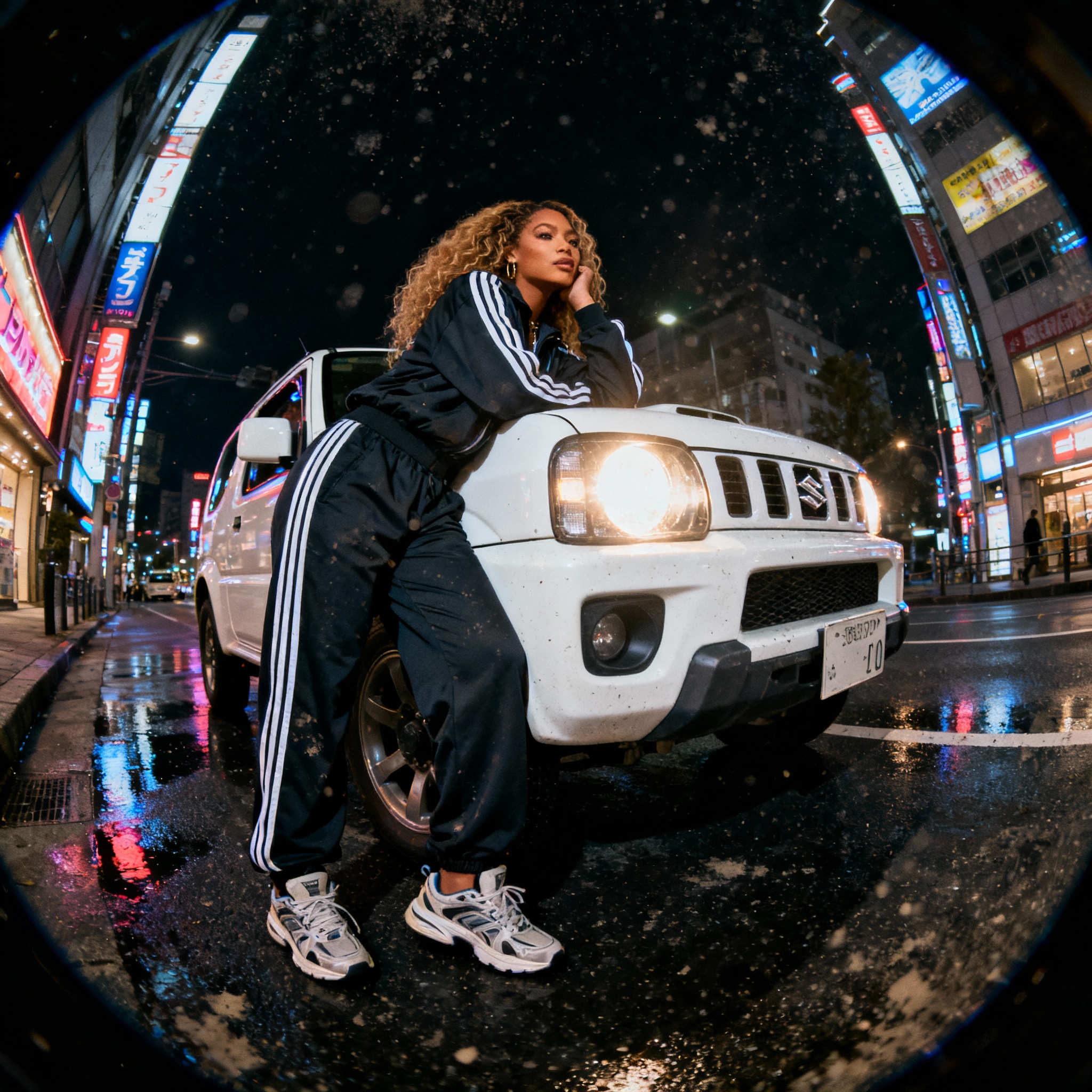 Seedream 4 prompt: Fish-eye portrait: Beyonce in oversized XL 1990s u... - Seedream 4
