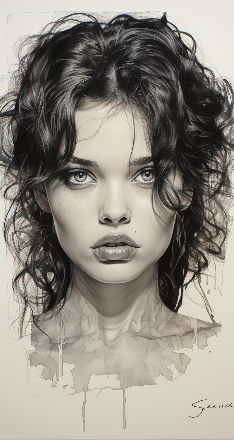 Midjourney prompt: pencil sketch in the style of beautiful women, clo... - Midjourney