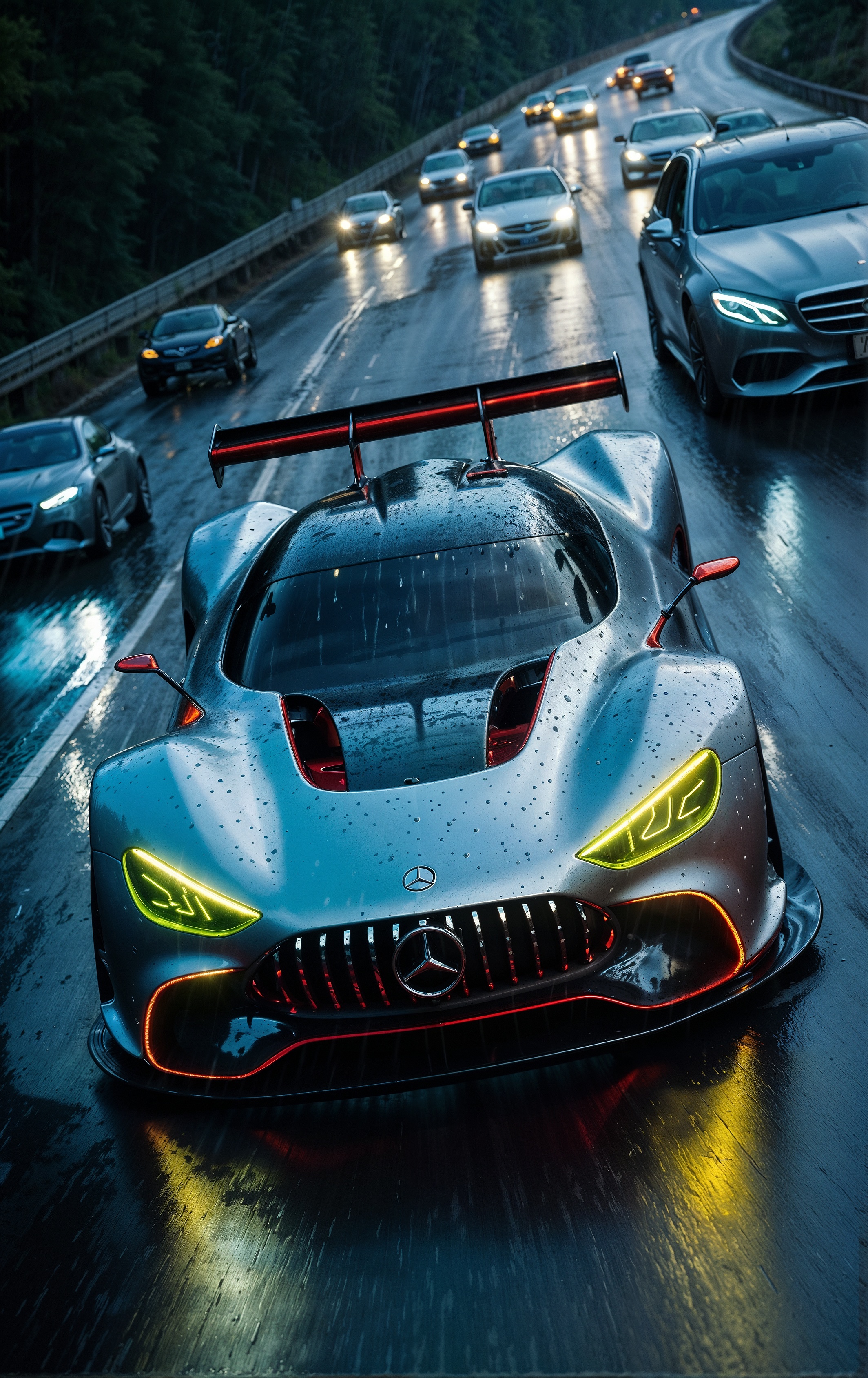 AI generated: Rainy Traffic (SD XL - Photography)