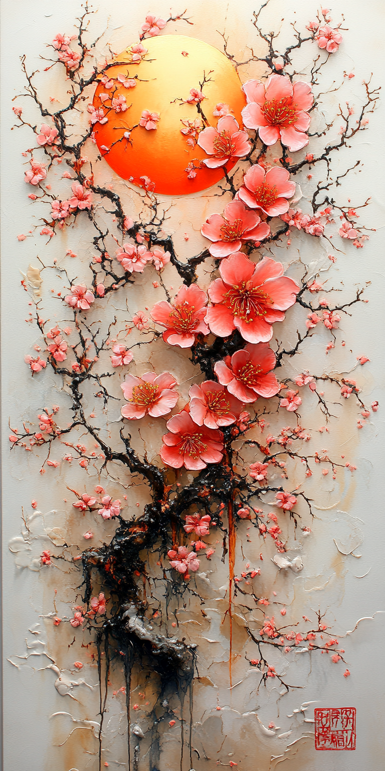 AI generated: Midjourney prompt: Cherry blossoms and the moon in the style of Ukiyo... (Midjourney - Concept Art)