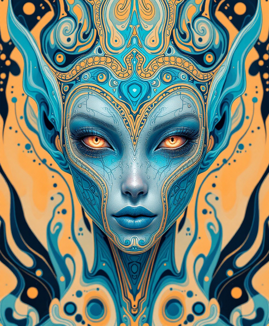 Alien Complex Ruffle FLUX prompt: alien art and illustration, in the style of ...