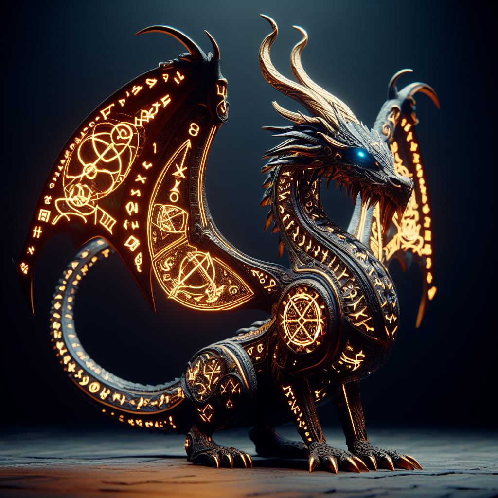 صورة مولدة بالذكاء الاصطناعي: Runic Dragon (نموذج DALL·E - فن مفاهيمي)
