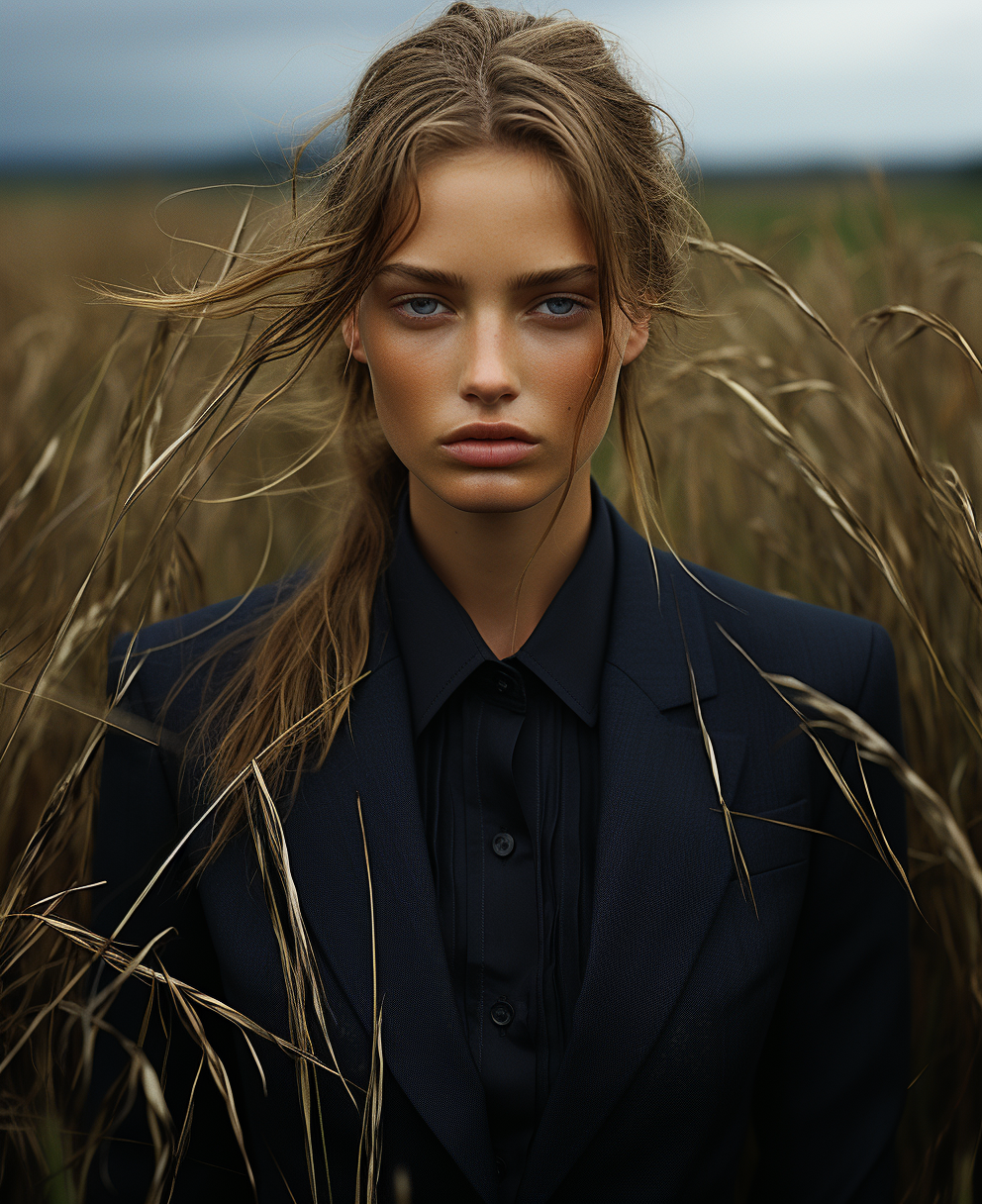AI generated: Midjourney prompt: a woman stands with her head down in some tall gra... (Midjourney - Photography)