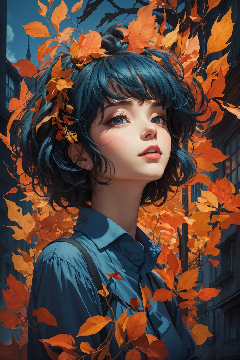 DreamShaper prompt: a colorful digital artwork of a woman's head and b... - DreamShaper