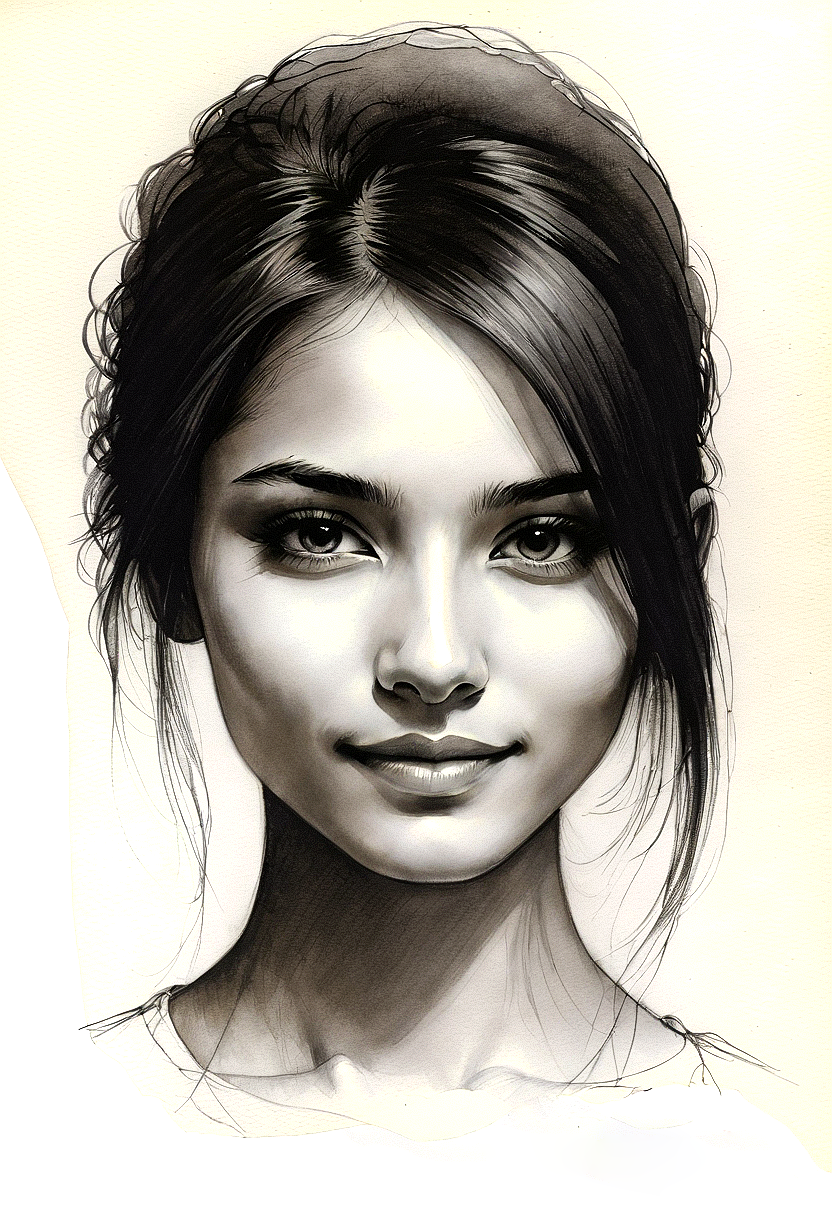 AI generated: Stable Diffusion prompt: Create a detailed black and white sketch of a youn... (Stable Diffusion - Photography)