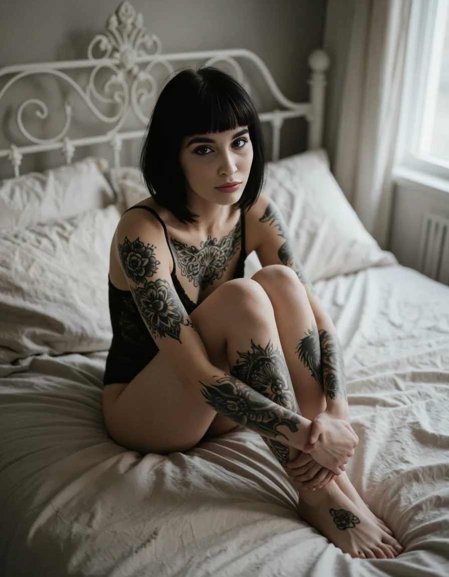 AI generated: Stable Diffusion prompt: young adult Caucasian woman with a pale, clear com... (Stable Diffusion - Photography)