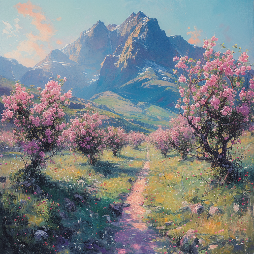AI generated: Peach Hills (Midjourney - Landscapes)