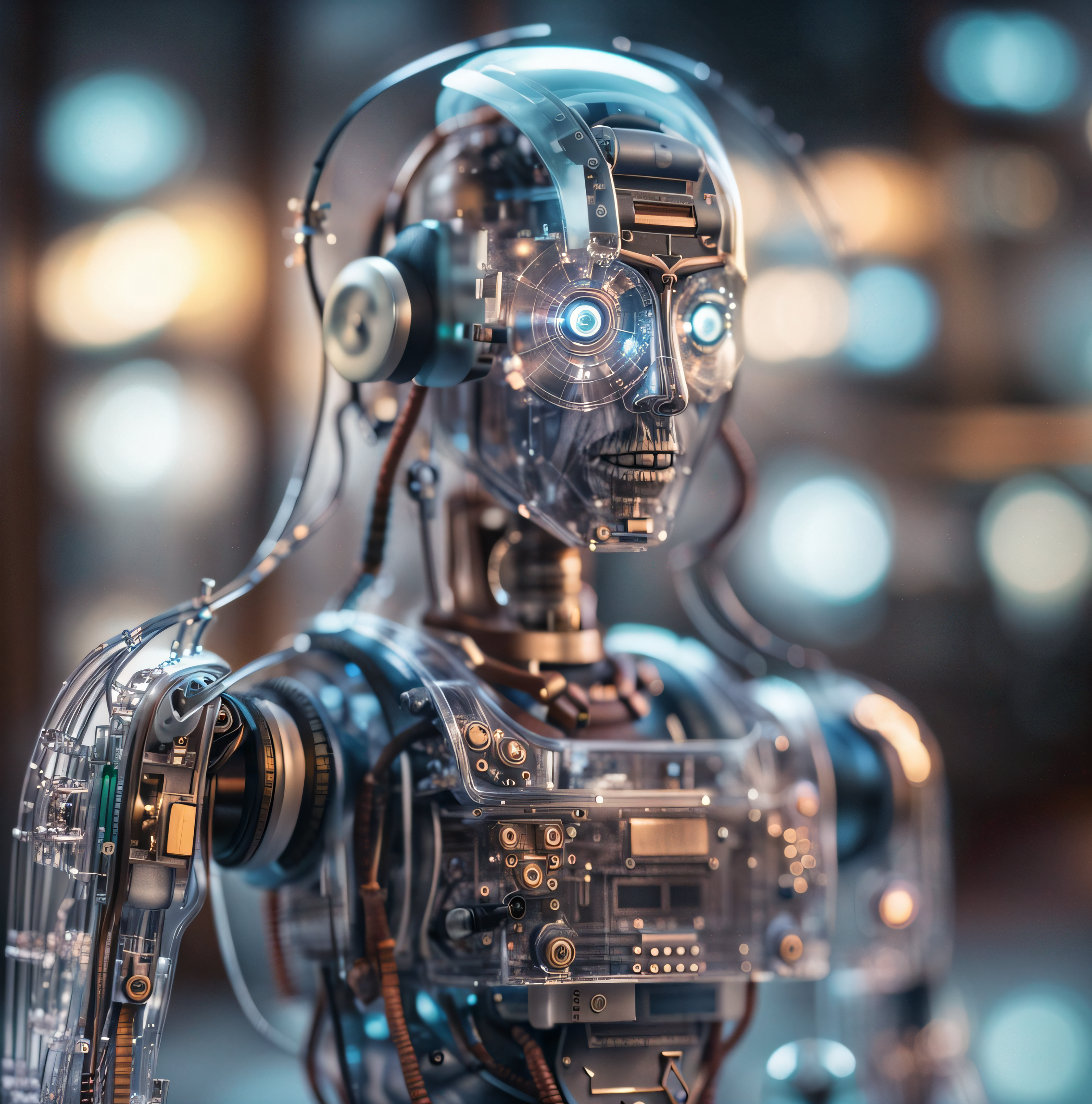 AI generated: Stable Diffusion prompt: Robot standing in front of the window, sitting rob... (Stable Diffusion - Photography)